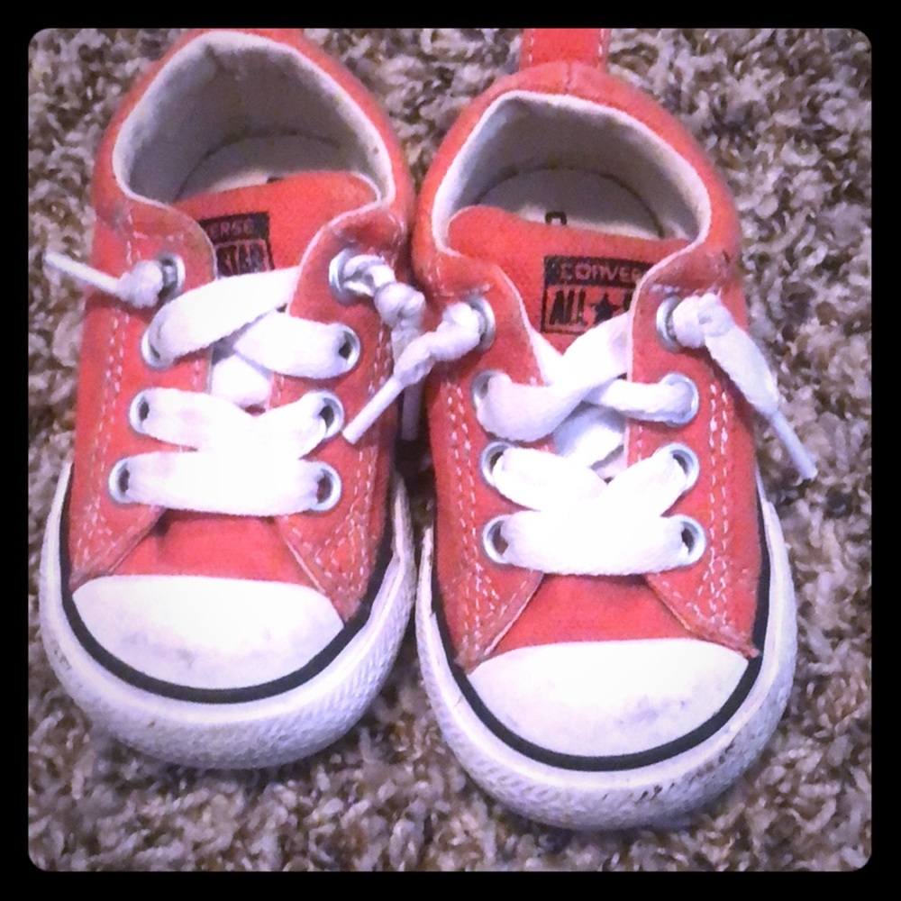 Orange converse slip on